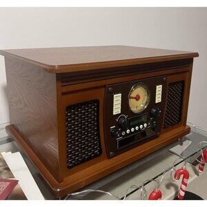 New 8-in-1 Bluetooth Record Player & Multimedia Center, Built-in Stereo Speaker